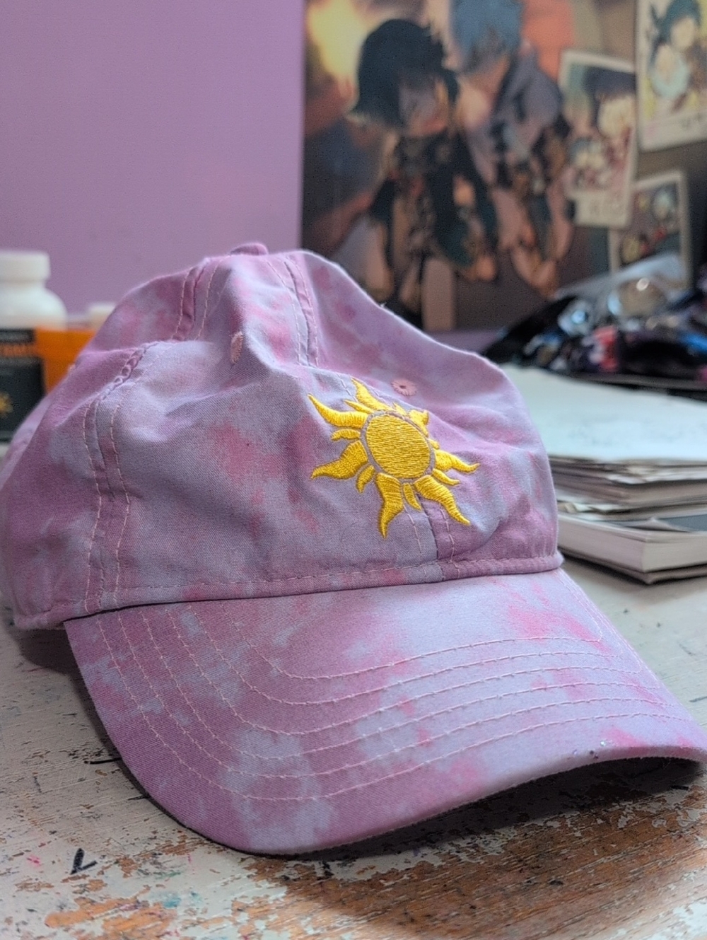 Disney Tangled Baseball Cap Tie Dye Pink Colors